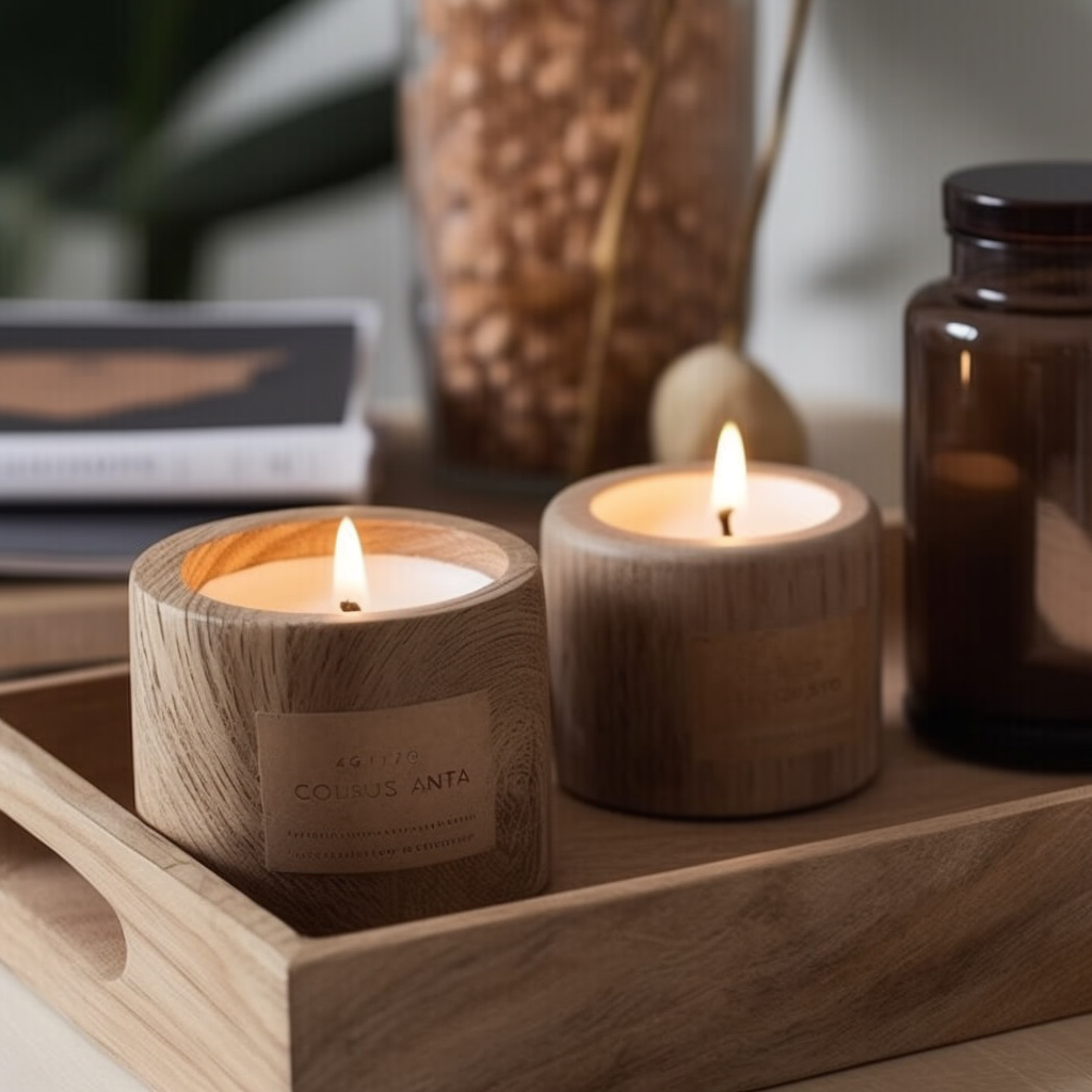 Custom Candle Scented Wood Jar Fragrance Cedar