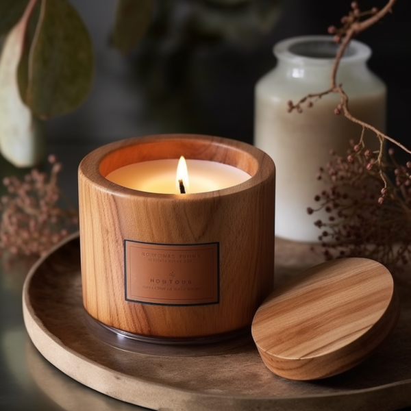 Custom Candle Scented Wood Jar Fragrance Amber
