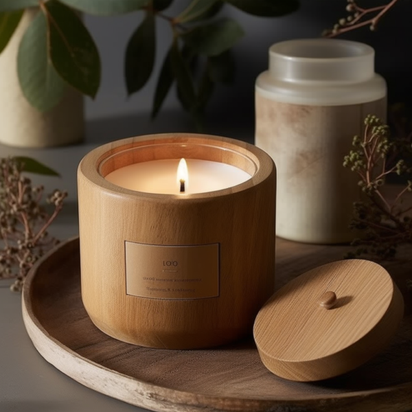 Custom Candle Scented Wood Jar Fragrance Amber